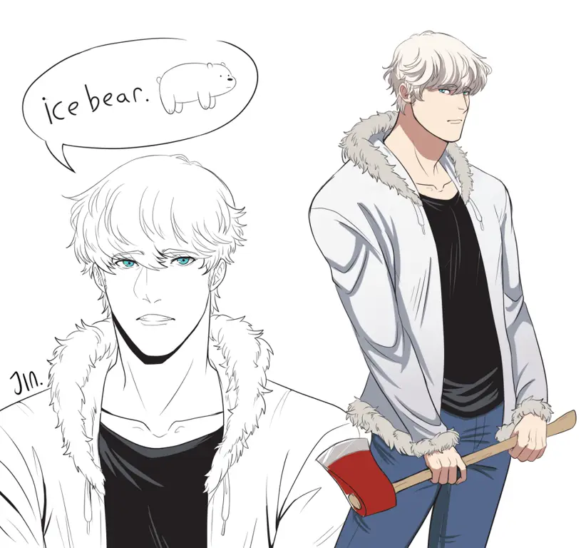 Gambar Ice Bear dengan gaya anime