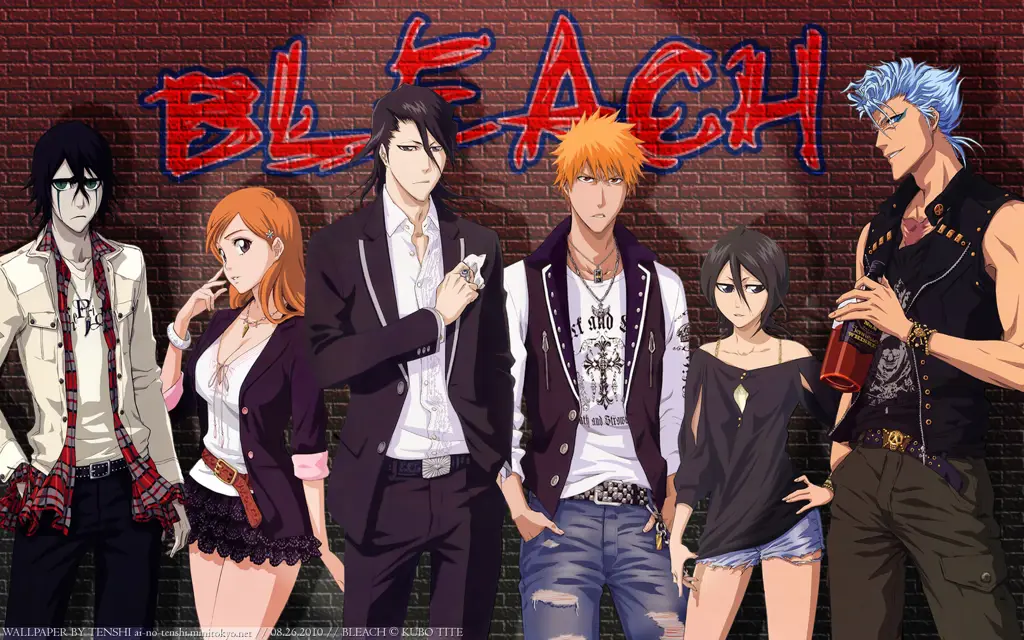 Ichigo dan teman-temannya dalam sebuah adegan dari Bleach Gambar grup karakter Bleach