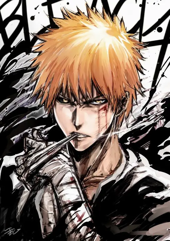 Gambar Ichigo Kurosaki dalam pertarungan