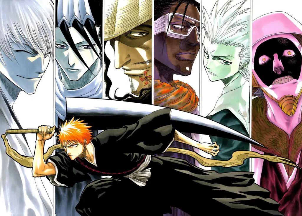 Ichigo Kurosaki dalam pertempuran melawan Hollow Gambar Bleach anime