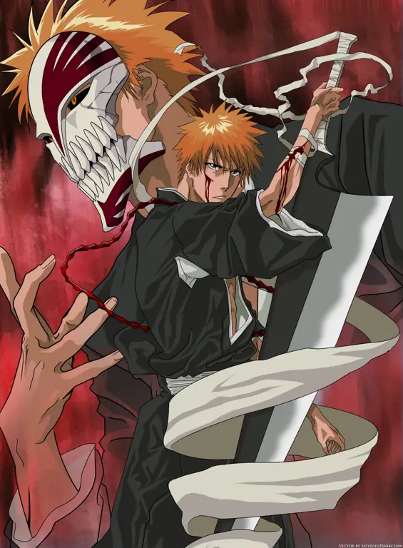 Gambar Ichigo Kurosaki dalam game Bleach Mugen