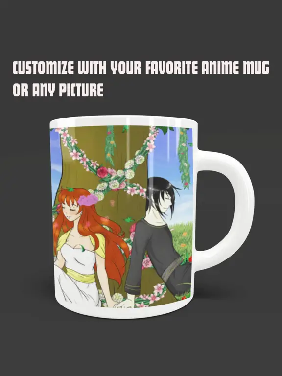 Mug anime sebagai hadiah dalam kotak yang cantik