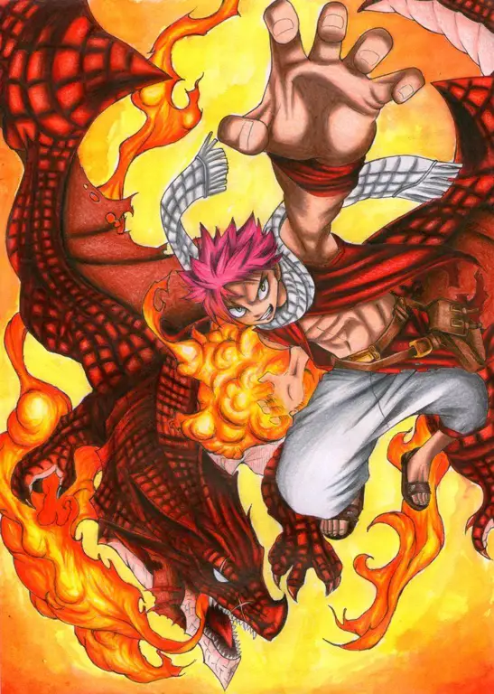 Gambar Igneel dan Natsu bersama