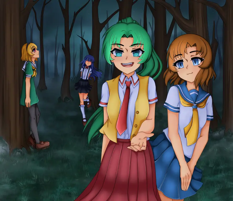 Gambar yang menggambarkan hubungan keluarga dalam Higurashi