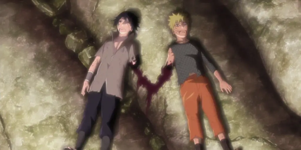 Momen emosional antara Naruto dan Sasuke.