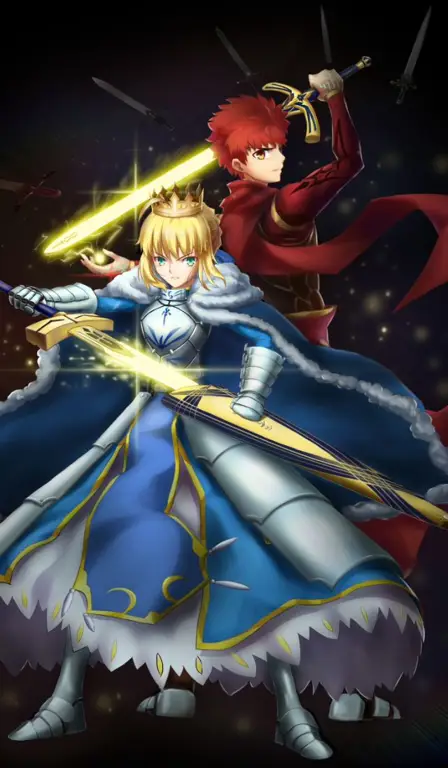 Ilustrasi Saber dan Shirou dalam Fate Stay Night