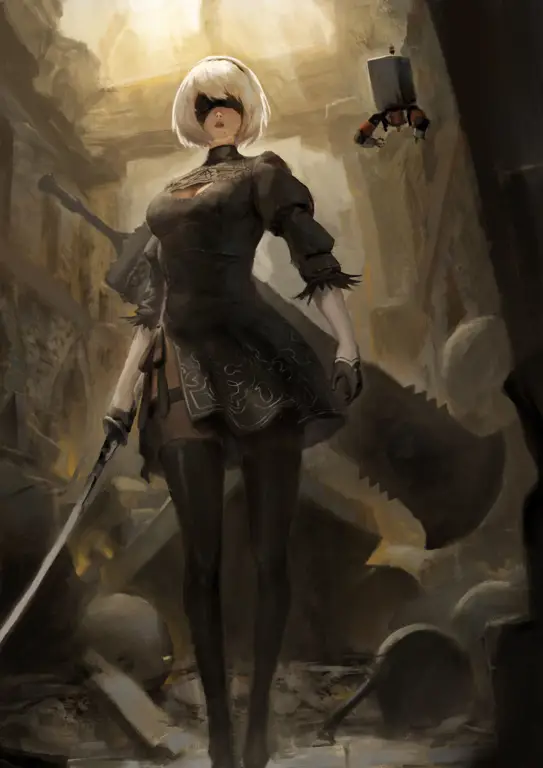 Ilustrasi 2B dari game Nier Automata