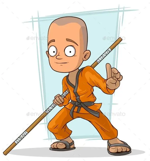 Ilustrasi anak laki-laki yang sedang berlatih kungfu