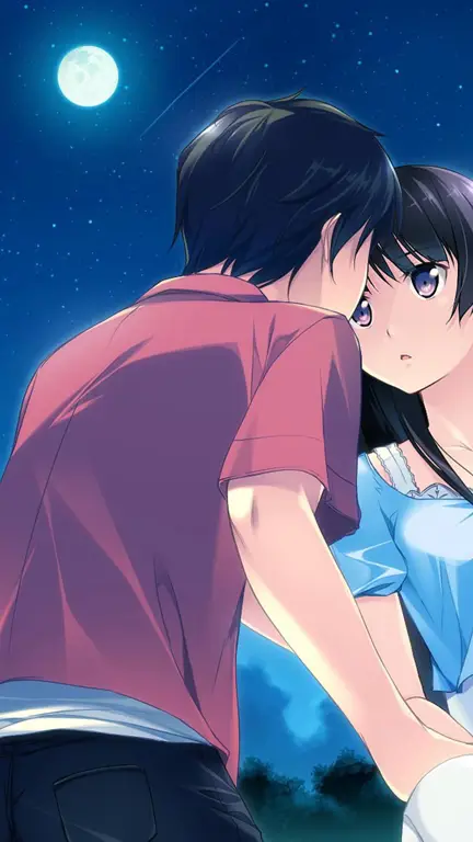 Ilustrasi adegan romantis dalam anime