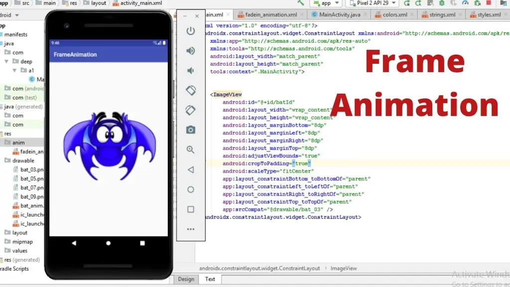 Contoh animasi frame pada Android