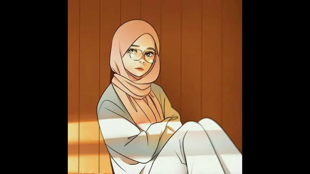 Ilustrasi gambar anime wanita cantik berhijab yang imut