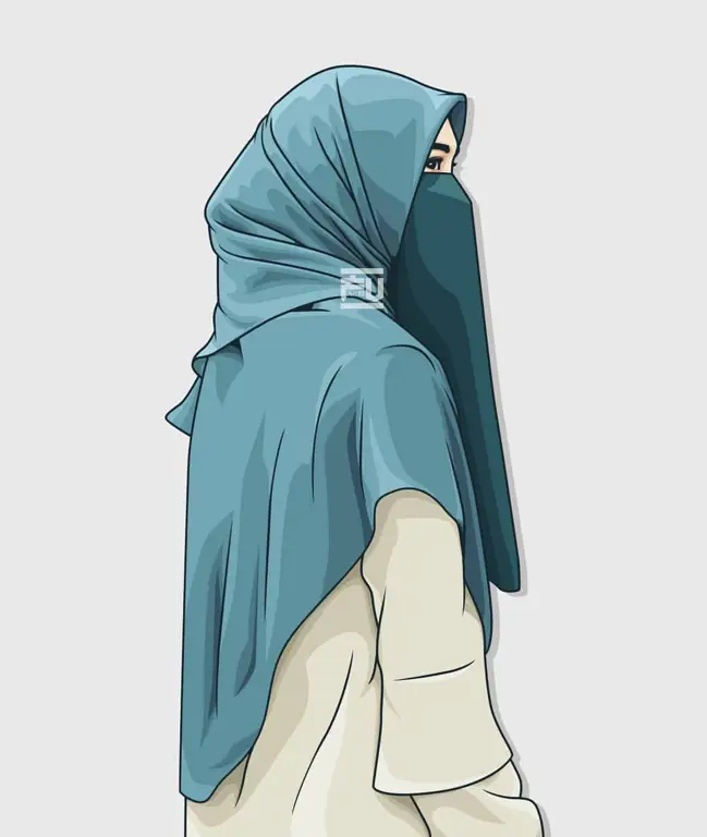 Gambar anime wanita berhijab dengan gaya imut