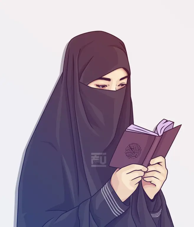 Ilustrasi anime hijab yang cantik