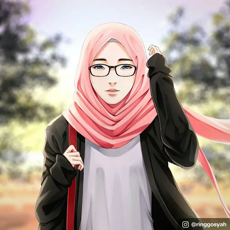 Ilustrasi fashion anime berhijab