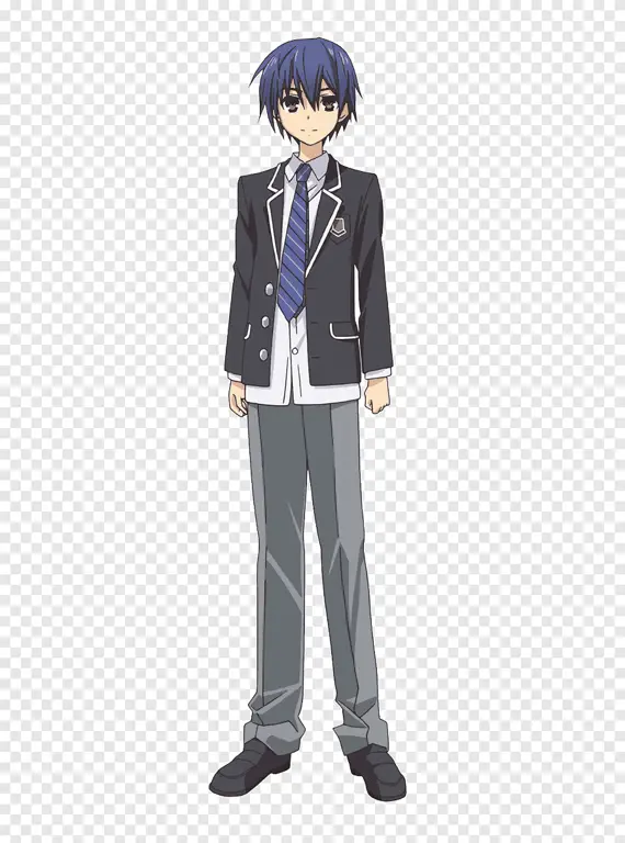 Ilustrasi anime laki-laki mengenakan seragam sekolah Foto anime laki-laki dengan seragam sekolah