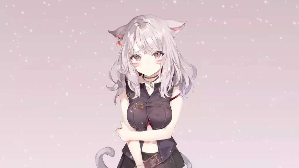 Gambar anime neko girl dengan telinga dan ekor kucing