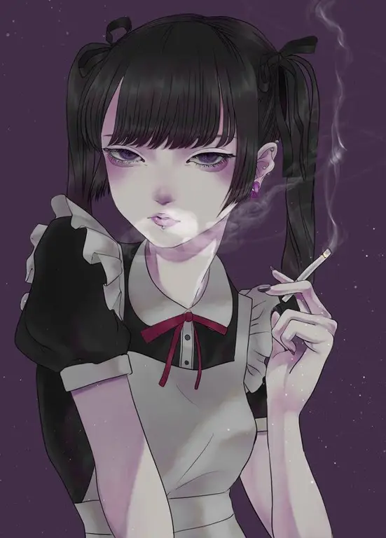 Gambar anime perempuan merokok rokok