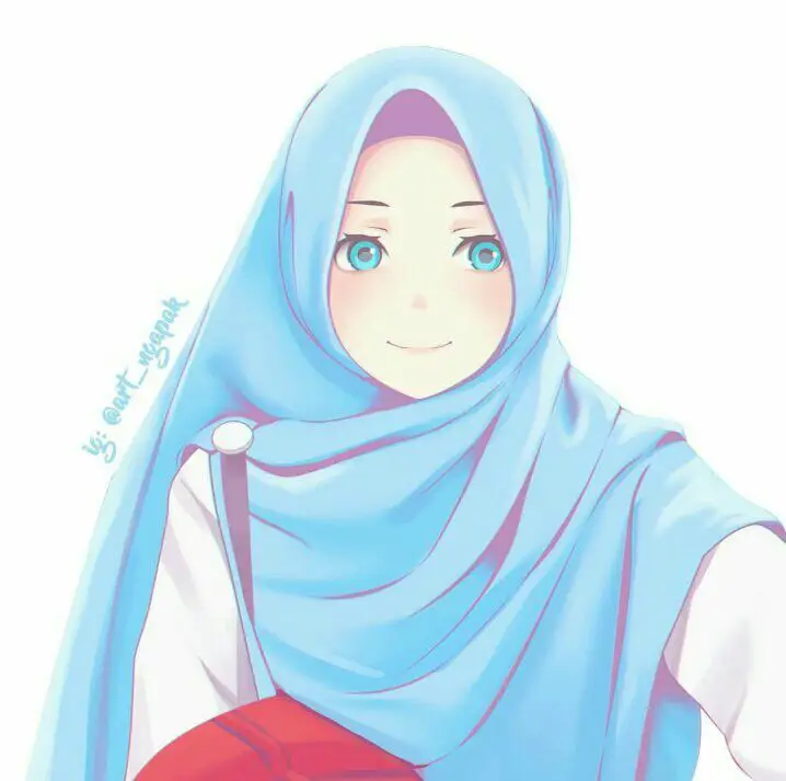 Gambar anime gadis berpose stylish dengan hijab