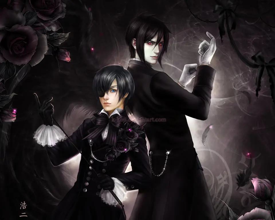 Ciel Phantomhive dan Sebastian Michaelis dalam ilustrasi