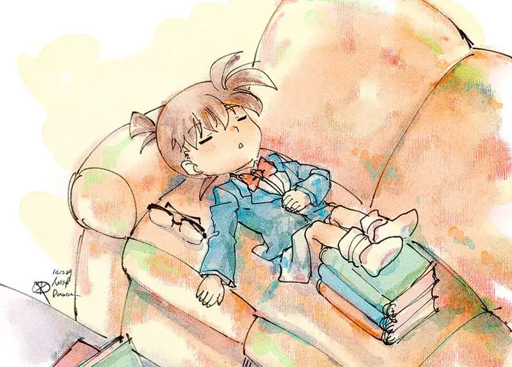 Ilustrasi Conan Edogawa sedang memecahkan kasus Conan Edogawa memecahkan kasus