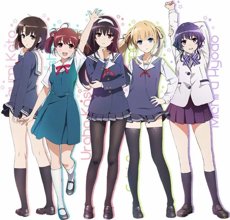 Panel-panel manga Saekano yang menampilkan interaksi karakter