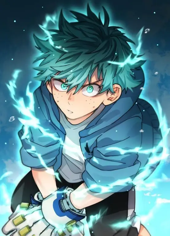 Ilustrasi Deku dari My Hero Academia