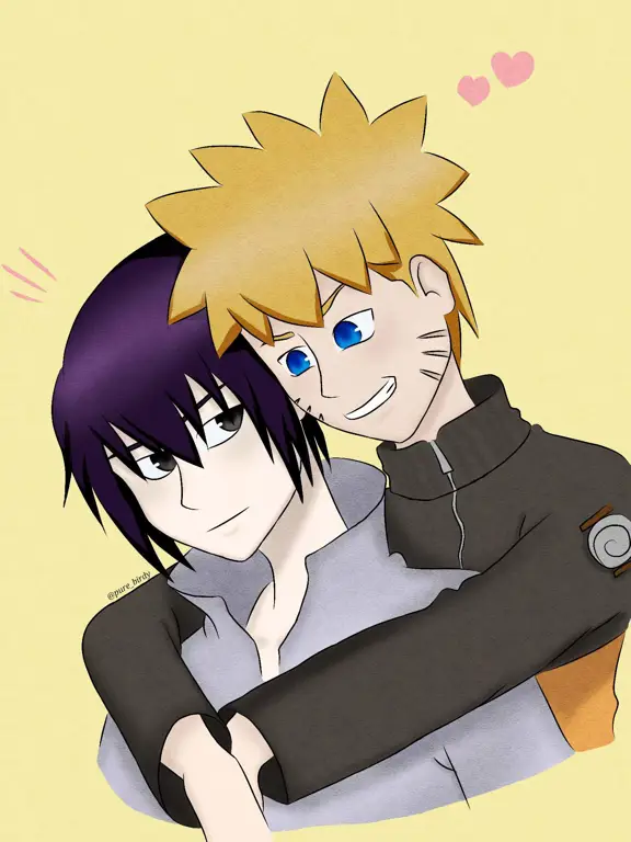 Gambar fan art Naruto dan Sasuke yang sugestif