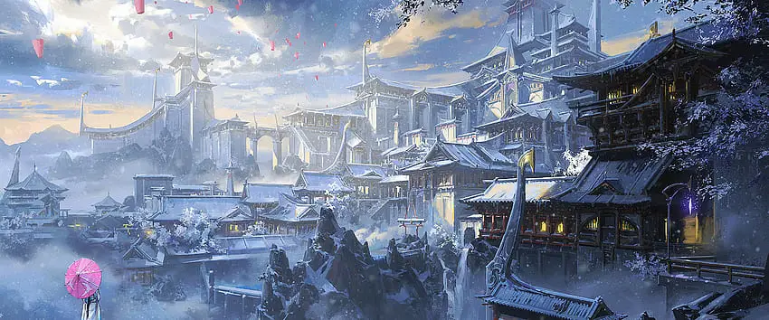 Ilustrasi Fantasi Jepang Ilustrasi fantasi Jepang yang indah