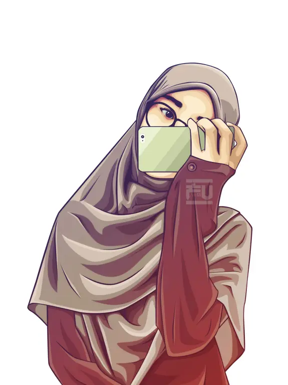 Ilustrasi gadis anime berhijab