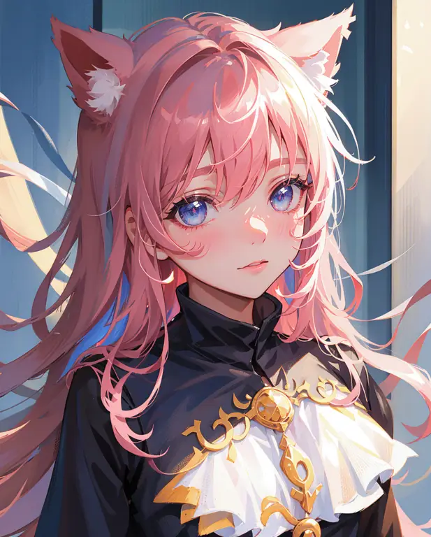 Ilustrasi gadis anime dengan telinga kucing