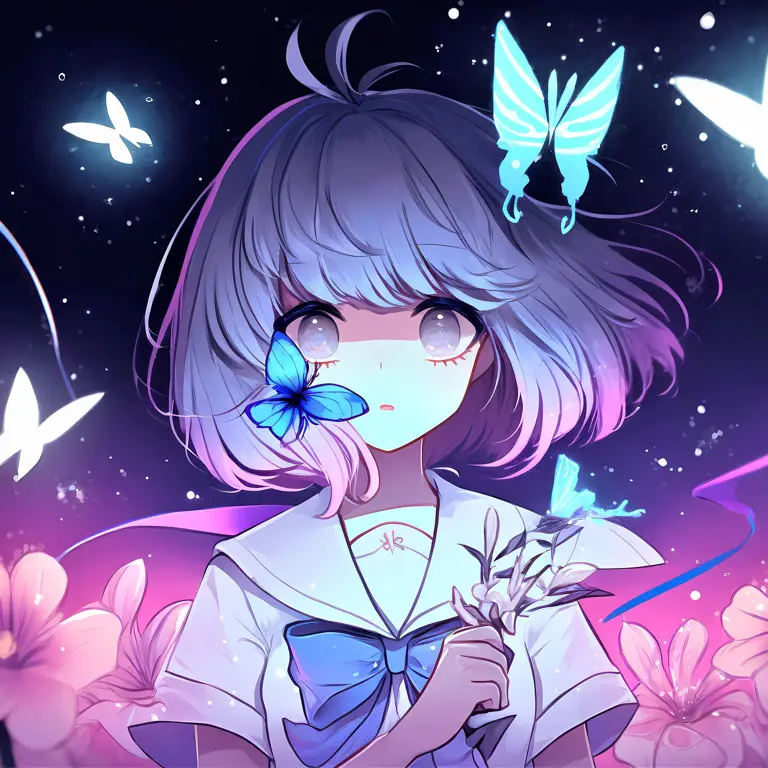 Ilustrasi gadis anime yang manis Gadis anime yang lucu dan menggemaskan