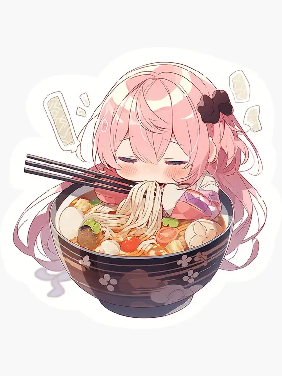 Gadis anime sedang memasak ramen