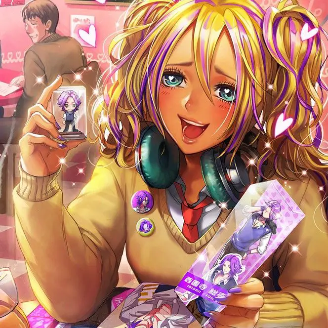 Ilustrasi gadis Gyaru yang imut dalam gaya manga