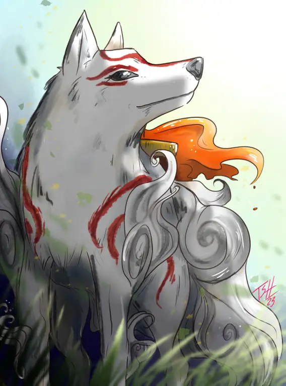 Gaya anime Amaterasu dari Okami