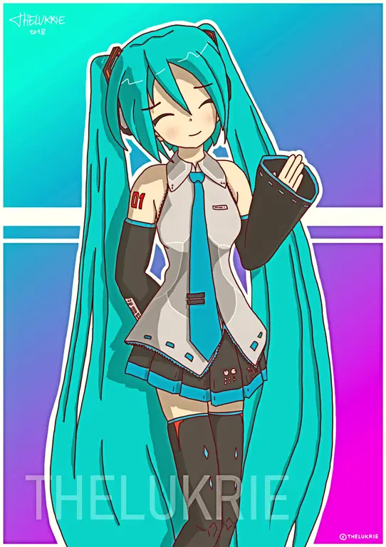 Gambar Hatsune Miku imut karya penggemar