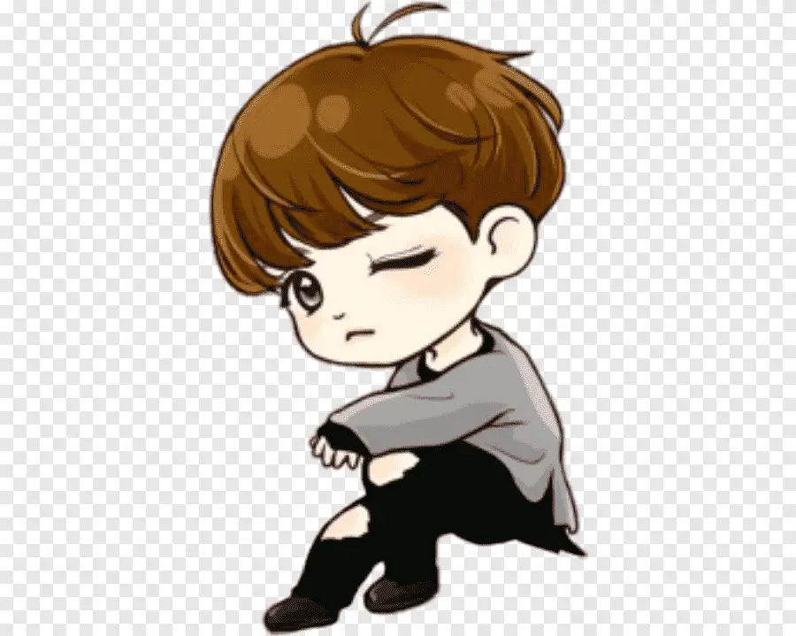 Ilustrasi Jungkook dalam gaya chibi