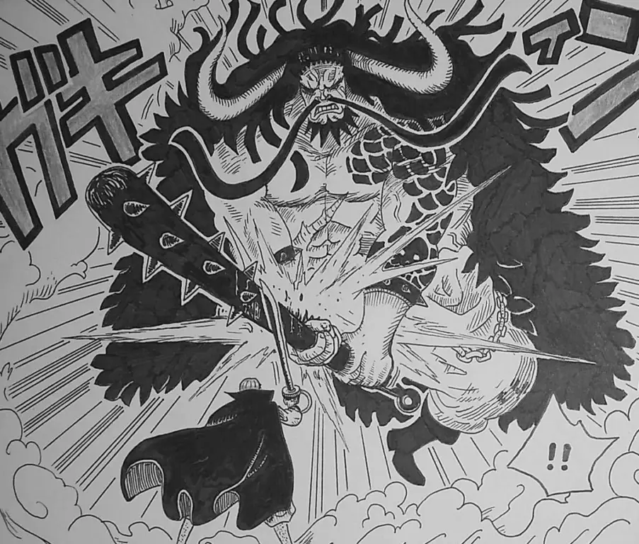 Kaido di Marineford, ilustrasi penggemar