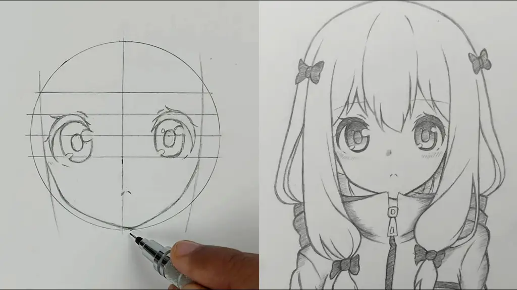 Gambar sketsa gadis anime yang lucu