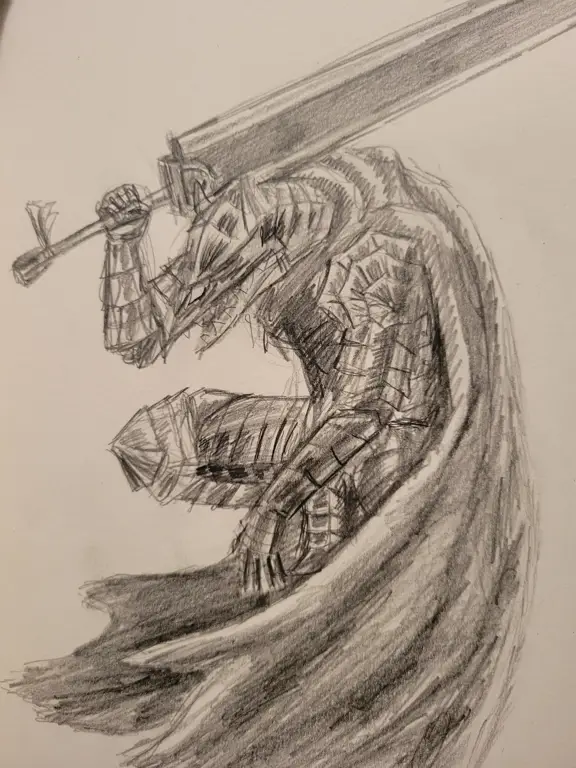 Ilustrasi karakter Guts dari manga Berserk