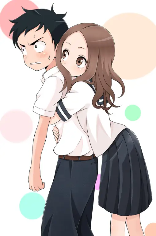 Ilustrasi Takagi-san dan Nishikata dari anime