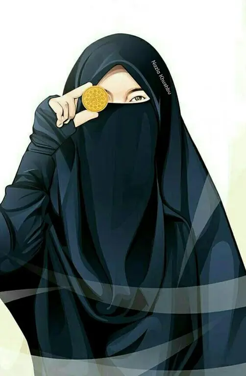 Gambar anime wanita berhijab yang sedih