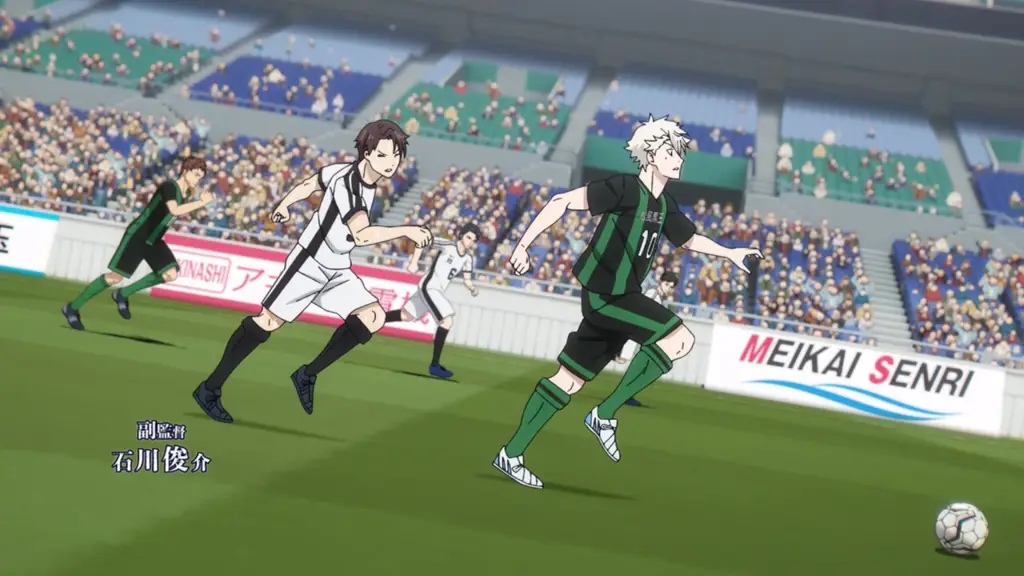 Ilustrasi lapangan sepak bola tempat para karakter Blue Lock bertanding Lapangan sepak bola di manga Blue Lock