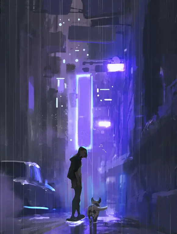 Gambar pemandangan anime cyberpunk