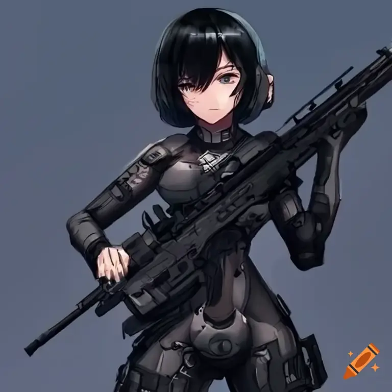 Gambar gadis anime dengan senapan sniper