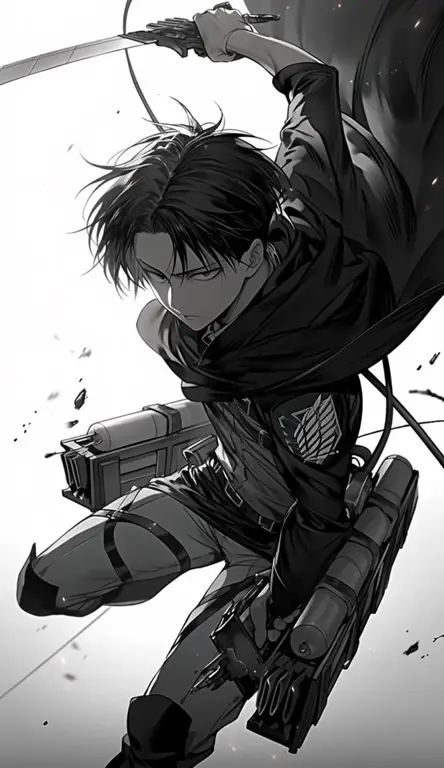 Gambar ilustrasi Levi Ackerman yang diwarnai dari manga