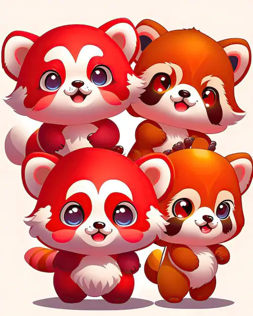 Sekelompok red panda menonton anime