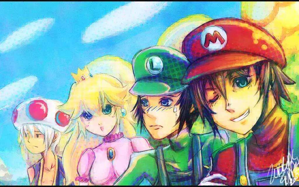 Gambar ilustrasi Mario dengan gaya anime