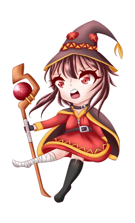 Gambar Megumin bergaya chibi yang lucu