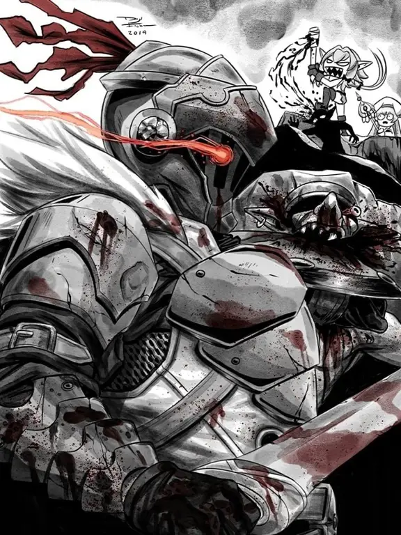 Gambar ilustrasi dari manga Goblin Slayer yang indah dan detail.