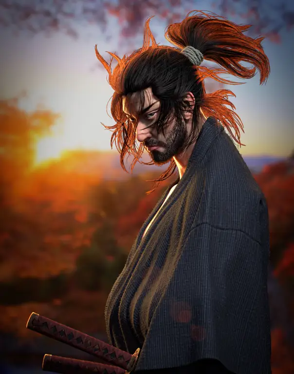 Ilustrasi Musashi Miyamoto dari Vagabond